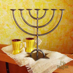 Bougeoir en fer forg - MENORAH - bougeoir avec motif religieux
