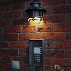 Eclairage d’interphone d’entrée par un luminaire en fer forgé – applique murale – veilleuse