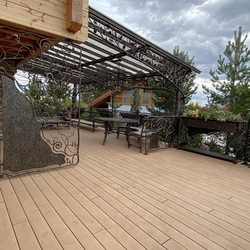 Terrace roofing as a work of art - a hand-forged pine tree with railings and accessories Terrace roofing as a work of art - a hand-forged pine tree with railings and accessories