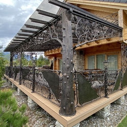 Artwork – a complex patio roofing at a cottage in High Tatras Artwork – a complex patio roofing at a cottage in High Tatras
