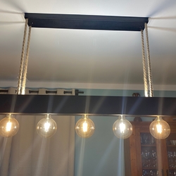 Lustre forg design suspendu par des cordes  luminaire moderne au-dessus de la table à manger