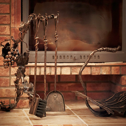 Iron Chardonnay - fireplace tools and rack