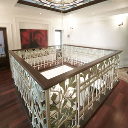 Extraordinary wrought iron railing in interior of a family house in historical style Extraordinary wrought iron railing in interior of a family house in historical style