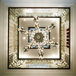 Wrought iron historical railing in gallery of a luxury family house – bottom view Wrought iron historical railing in gallery of a luxury family house – bottom view