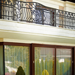 Luxurious exterior railing in a family house - wrought iron railing Luxurious exterior railing in a family house - wrought iron railing