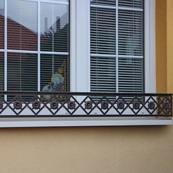 Forged window barrier for flower pots - forged flower holder Forged window barrier for flower pots - forged flower holder