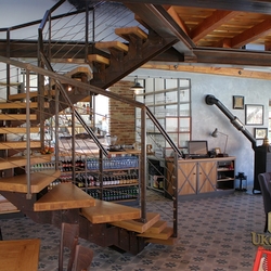 Escalier intrieur avec balustrade dans le style industriel au restaurant Zwicker