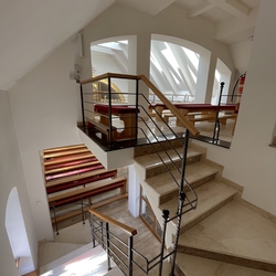 Interior railing on the staircase and gallery in the church in Ladomirová - forged railing Interior railing on the staircase and gallery in the church in Ladomirová - forged railing
