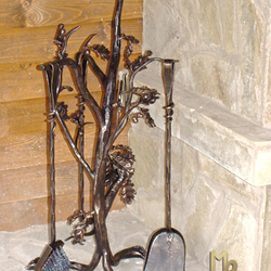 Fireplace tools - oak branch Fireplace tools - oak branch
