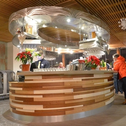 Edelstahl-Bar – Moderne Theke aus Edelstahl im Bergrestaurant Edelstahl-Bar – Moderne Theke aus Edelstahl im Bergrestaurant