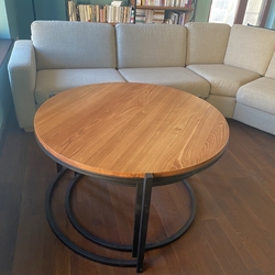 Table basse ronde pratique, extensible en deux pièces  mobilier forg