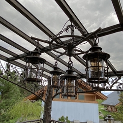 Chandelier forg à la main fabriqu pour la terrasse du chalet  luminaire de jardin original