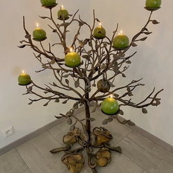 Bougeoir artistique de luxe Tentation  Arbre avec une pomme et un serpent