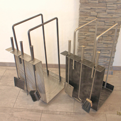 Modern fireplace sets – a firewood rack with stainless steel tools Modern fireplace sets – a firewood rack with stainless steel tools