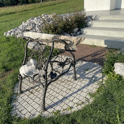A hand-forged altar with a stone tablet near the cross in Fričkovce A hand-forged altar with a stone tablet near the cross in Fričkovce