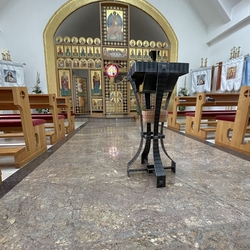 A wrought iron table in the church in the village of Ladomirová - sacral forging A wrought iron table in the church in the village of Ladomirová - sacral forging