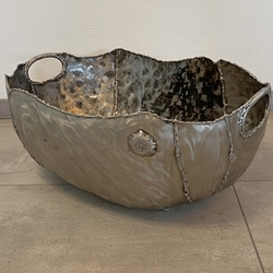 A handcrafted stainless steel wood basket – A modern firewood rack A handcrafted stainless steel wood basket – A modern firewood rack