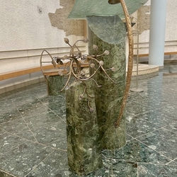 Hand-forged book stand in the shape of a rose bush in the Church of Our Lady Queen of Peace in Slovakia Hand-forged book stand in the shape of a rose bush in the Church of Our Lady Queen of Peace in Slovakia