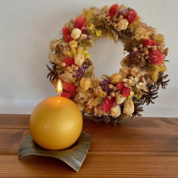 Dcoration d'automne  bougeoir forg de table