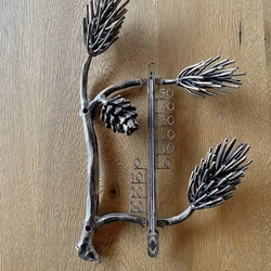 Thermomètre de jardin forg en forme de branche de pin - cadeau de luxe
